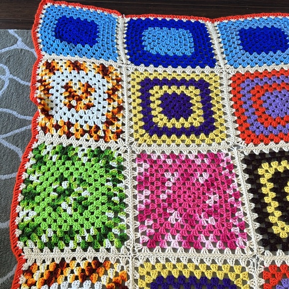 💕GORGEOUS Vintage Granny Square Afghan Crochet Blanket Throw - Picture 9 of 13